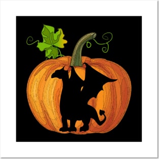 Dragon in pumpkin Posters and Art